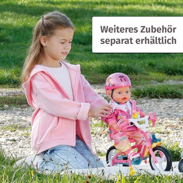 BABY born Outfit da bici con occhiali e guanti per bambole 43 cm, completo sportivo rosa e arancione