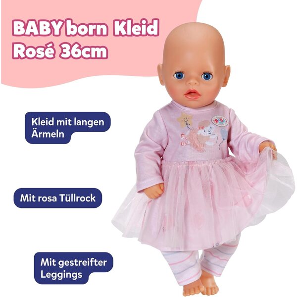 BABY born Rosékleid mit Tüllrock und Leggings für 36 cm große Puppen