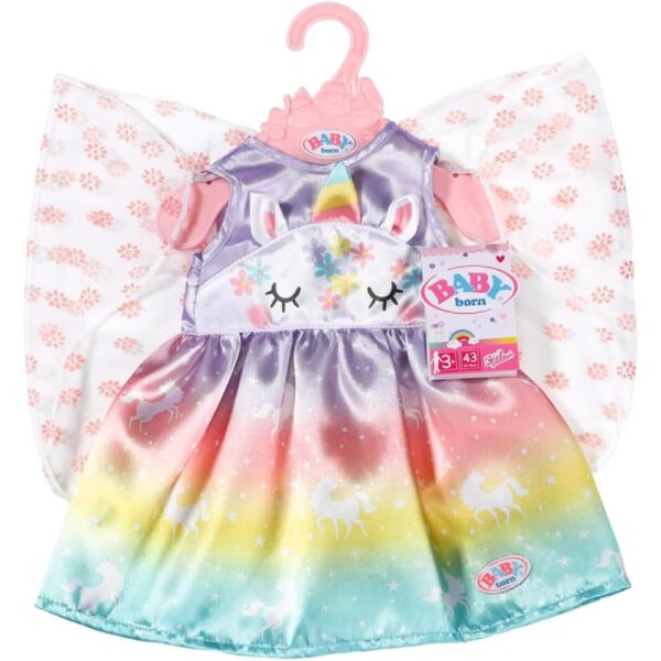 BABY born Einhorn Feen Outfit con ali per bambole 43 cm, costume colorato magico