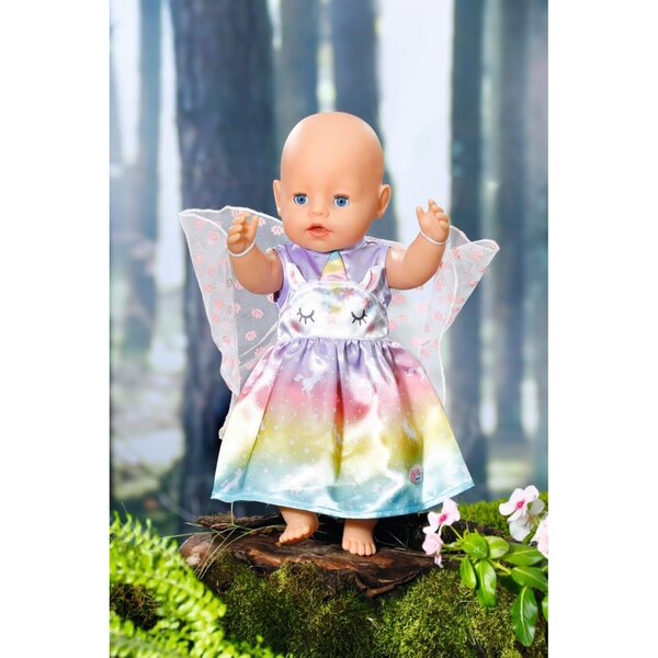 BABY born Einhorn Feen Outfit con ali per bambole 43 cm, costume colorato magico