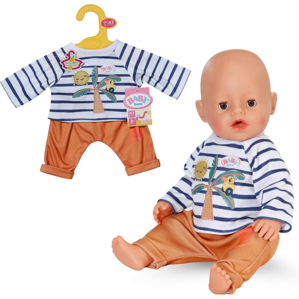 BABY born Palmen-Outfit 43 cm con maglia a righe e jogging arancione esotico