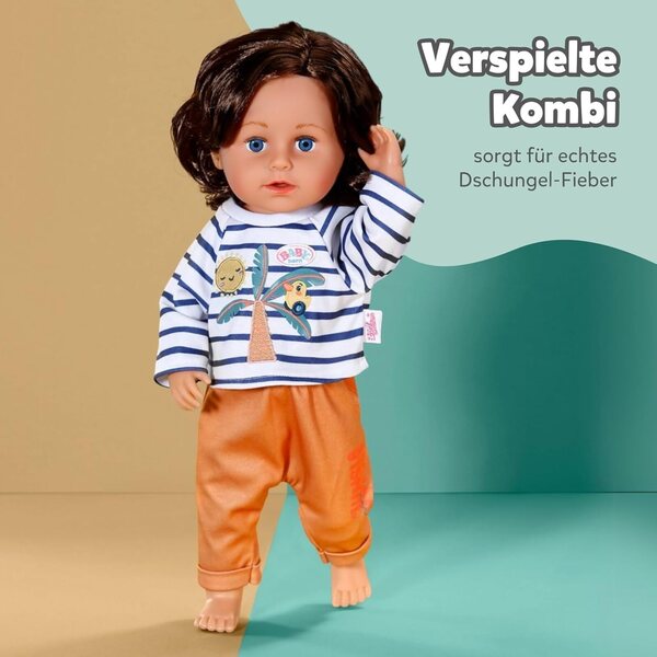 BABY born Palmen-Outfit 43 cm con maglia a righe e jogging arancione esotico