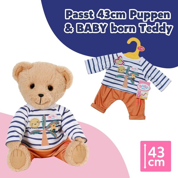 BABY born Palmen-Outfit 43 cm con maglia a righe e jogging arancione esotico