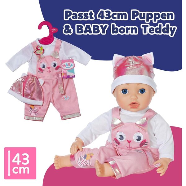 BABY born Kätzchen-Einteiler mit Mütze für 43 cm große Puppen – Einteiler mit Overall