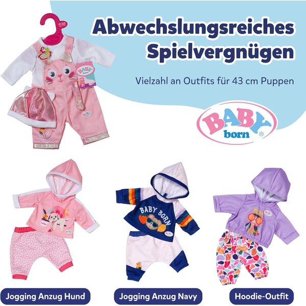 BABY born Kätzchen-Einteiler mit Mütze für 43 cm große Puppen – Einteiler mit Overall