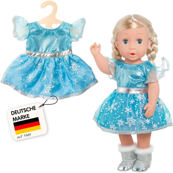 Heless Bambolekleid Eis-Prinzessin per bambola 28-35 cm con dettagli glitter blu e argento