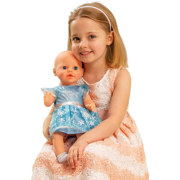 Heless Bambolekleid Eis-Prinzessin für Puppe 28-35 cm mit blauen und silbernen Glitzerdetails