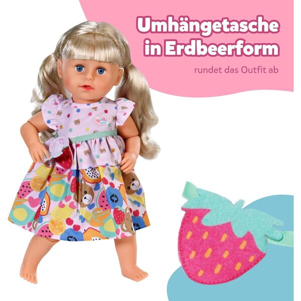 BABY born Kleid mit buntem Obstdruck und Umhängetasche für 43 cm Puppen
