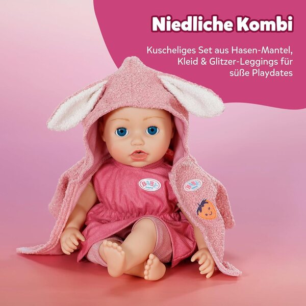 BABY born Mantel-Set con orecchie da coniglio per bambole 43 cm - vestiti morbidi e colorati