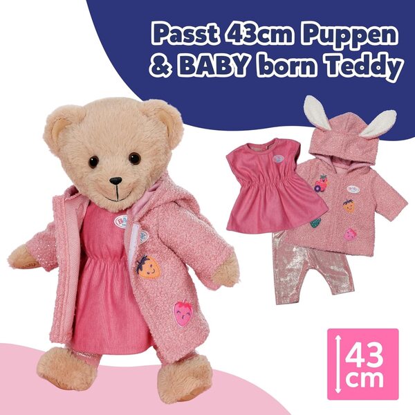 BABY born Mantel-Set con orecchie da coniglio per bambole 43 cm - vestiti morbidi e colorati
