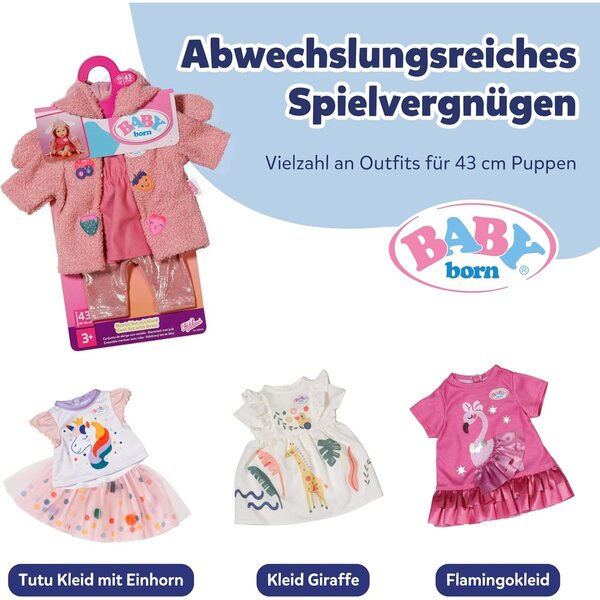 BABY born Mantel-Set con orecchie da coniglio per bambole 43 cm - vestiti morbidi e colorati