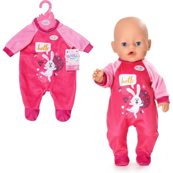 BABY born Strampler rosa con design coniglietto per bambole 43 cm con gruccia inclusa
