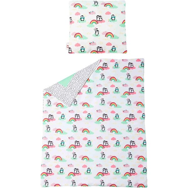 Heless Piumino e Cuscino per Bambole Pinguino Design Morbido e Reversibile