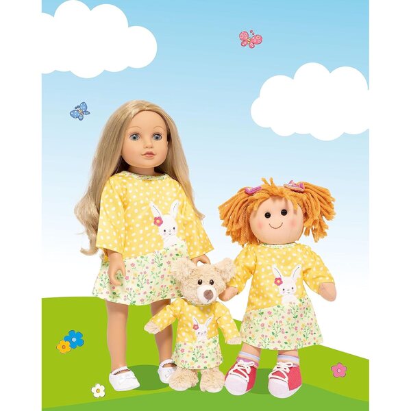 Heless Tunika-Bambolekleid Bunny Lou con Hasenapplikation e Fiori per Bambole 20-25 cm