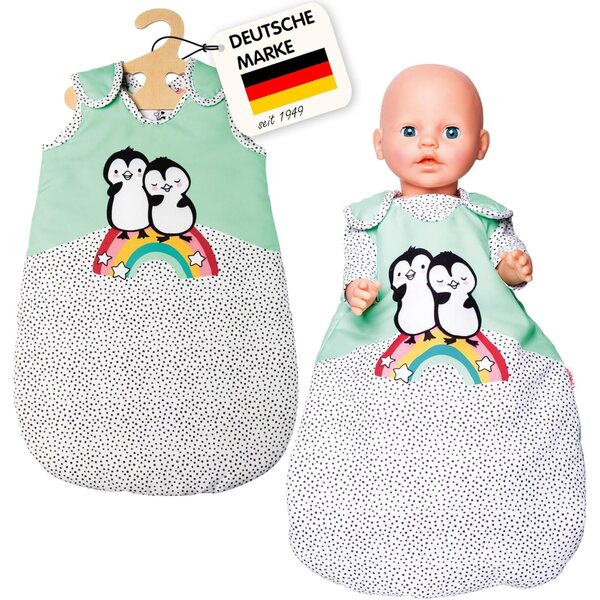 Heless Pinguin-Schlafsack für Puppen 28–35 cm – weich und einfach mit Klettverschluss zu schließen