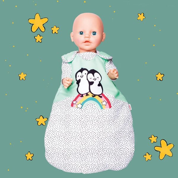 Heless Pinguin-Schlafsack für Puppen 28–35 cm – weich und einfach mit Klettverschluss zu schließen