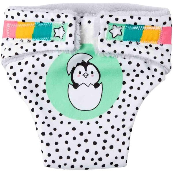 Heless set di 2 pannolini lavabili design pinguino per bambole 28-35 cm con chiusura in velcro