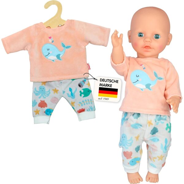 Heless Pigiama per Bambole Wal Bobby in Softvelours, Set 2 Pezzi 35-45 cm