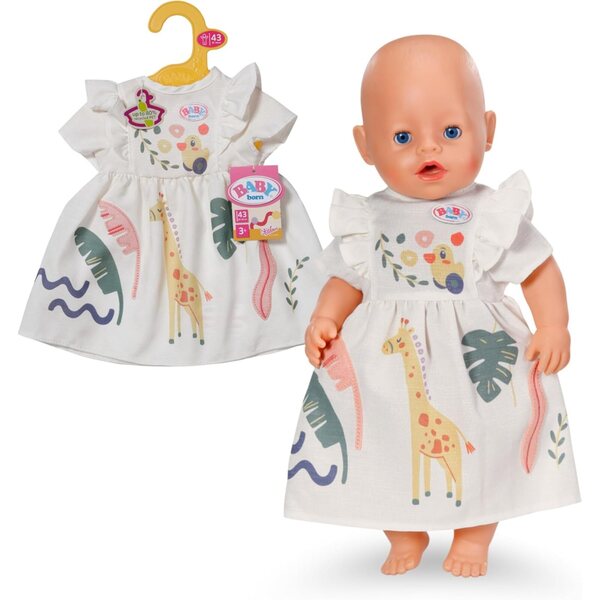 BABY Born Vestito Estate con Balze e Stampa Giungla e Giraffe per Bambole 43 cm