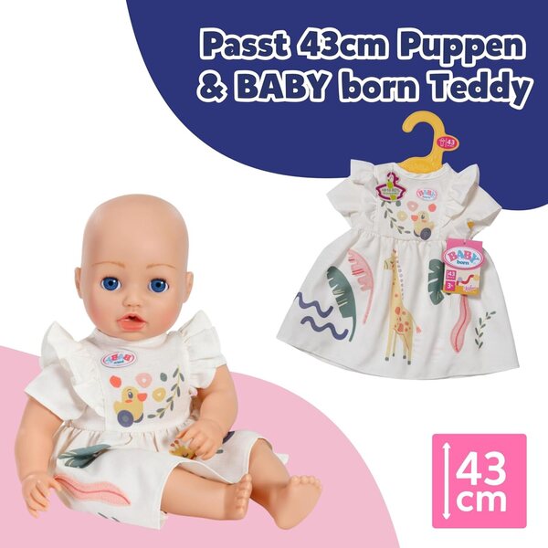 BABY Born Vestito Estate con Balze e Stampa Giungla e Giraffe per Bambole 43 cm
