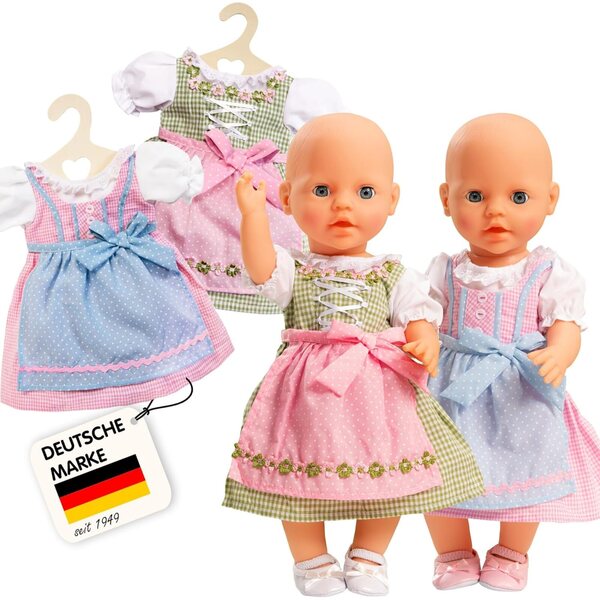 Heless Dirndl per Bambole 35-45 cm - Vestito Tradizionale Bavarese con Dettagli Ricamati