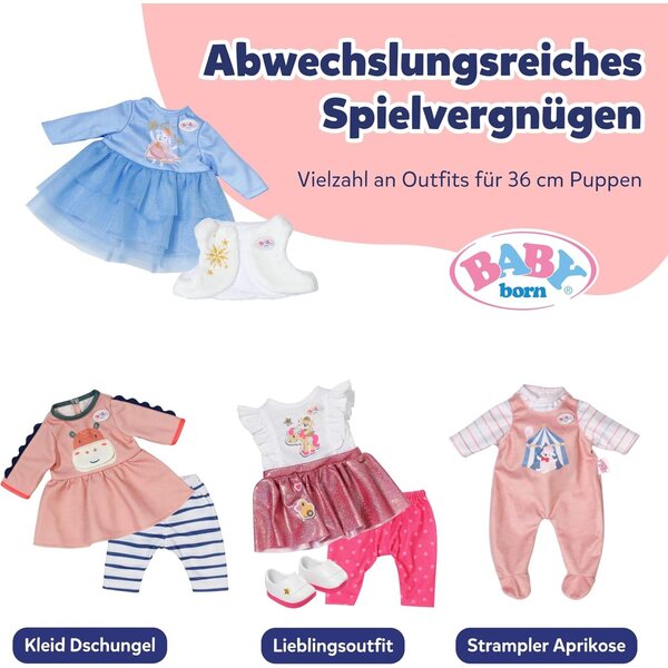 BABY born abito invernale blu con tulle e gilet in pelliccia per bambole 36 cm
