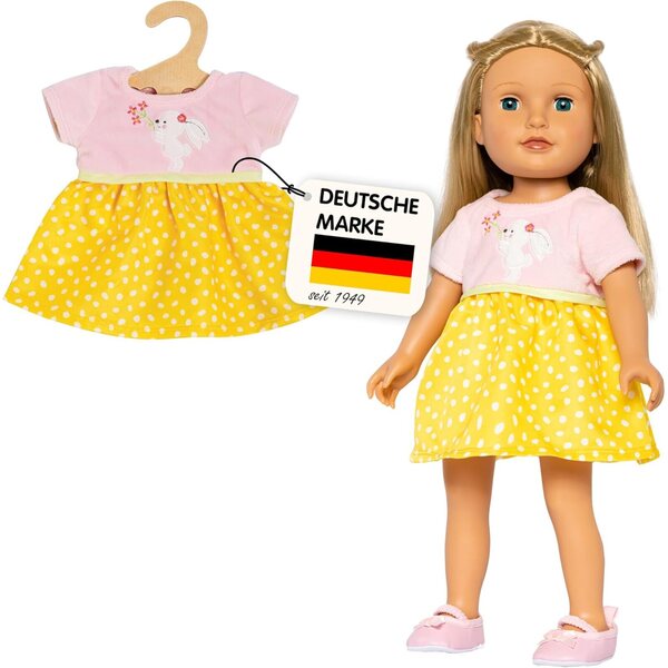 Heless Bunny Lou - Vestito per bambole 28-35 cm con applicazione coniglio e chiusura a strappo