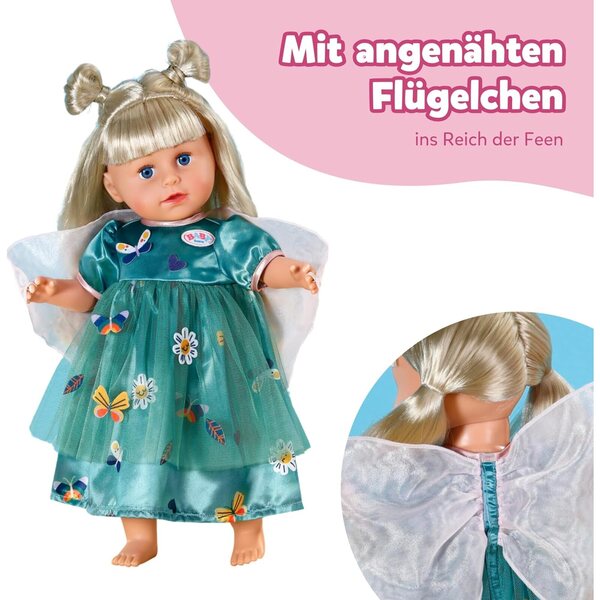 BABY Born abito fatato verde con ali e decorazioni farfalla per bambole 43 cm
