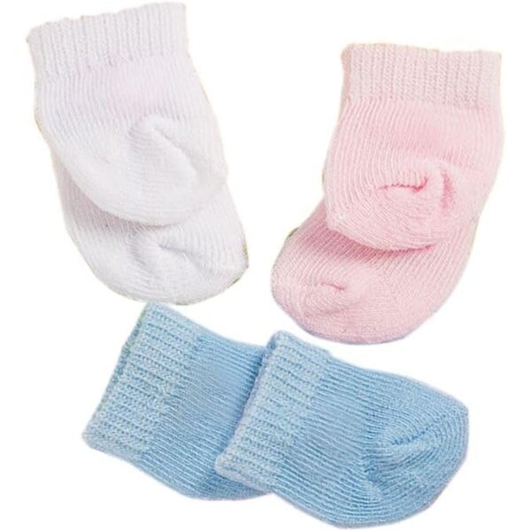 Heless 773 - Set 3 Paia calzini per Bambole Bianco, Rosa e Celeste, Taglia 28-35 cm