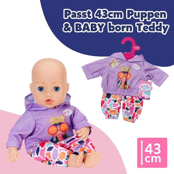 BABY born Hoodie-Outfit con Pantaloni e Maglia per Bambole 43 cm - Alta Qualità