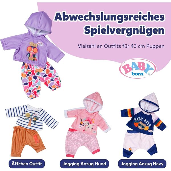 BABY born Hoodie-Outfit con Pantaloni e Maglia per Bambole 43 cm - Alta Qualità