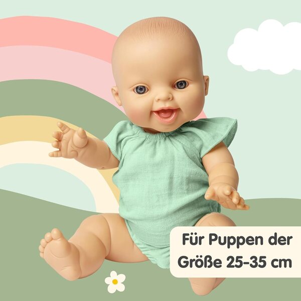 Heless Body in Musselin Mint per Bambole 28-35cm in 100% Bio-Baumwolle con ruffle