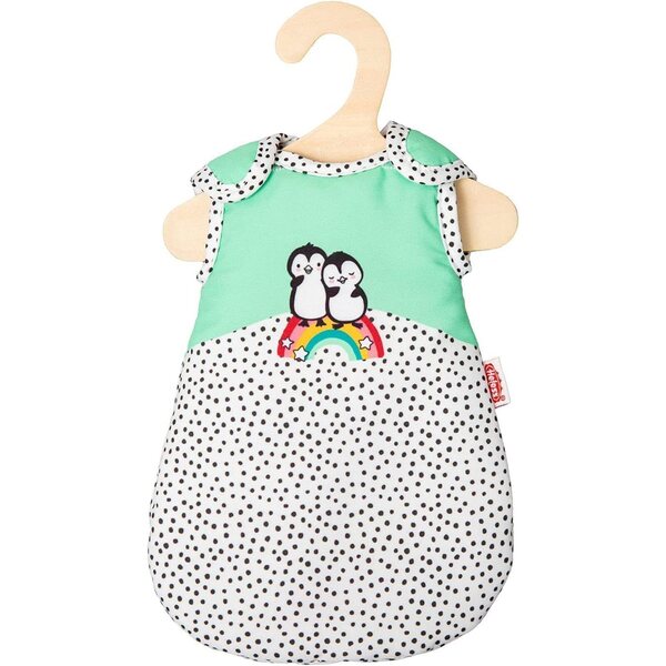 Heless Pinguin Polka Dot Schlafsack für Puppen 20-25 cm, weich und kuschelig mit Klettverschluss