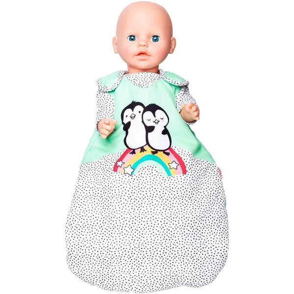 Heless Pinguin Polka Dot Schlafsack für Puppen 20-25 cm, weich und kuschelig mit Klettverschluss