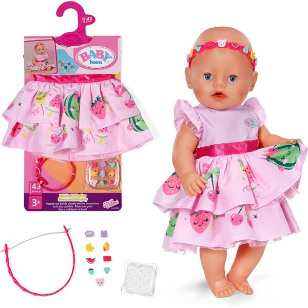 BABY born Set Vestito Pin-Play con Fascia e Spille per Bambole 43cm