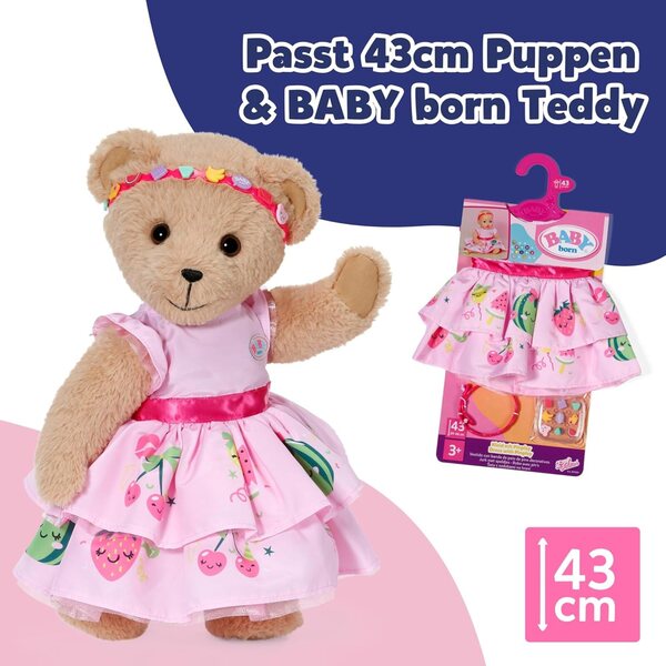 BABY born Set Vestito Pin-Play con Fascia e Spille per Bambole 43cm