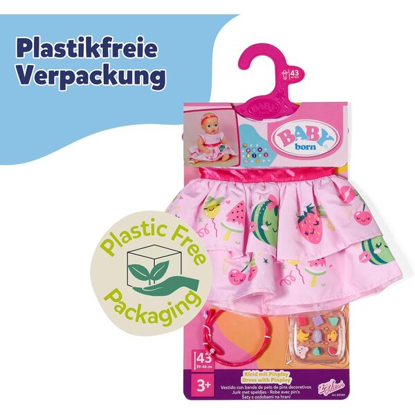 BABY born Set Vestito Pin-Play con Fascia e Spille per Bambole 43cm