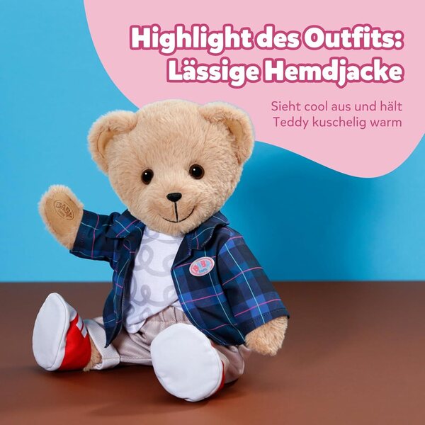 BABY born Teddy Outfit completo con pantaloni, giacca, maglietta e scarpe per bambole 43 cm