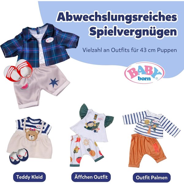 BABY born Teddy Outfit completo con pantaloni, giacca, maglietta e scarpe per bambole 43 cm