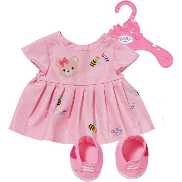BABY born abito con orso rosa per orsetti e bambole da 36 cm, vestito e scarpe