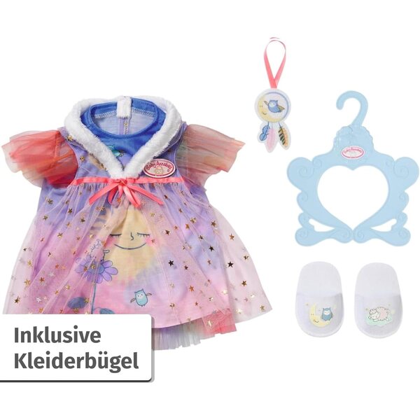 Camicia da notte per bambina Annabell Sweet Dreams 43 cm con colletto in peluche, acchiappasogni e pantofole