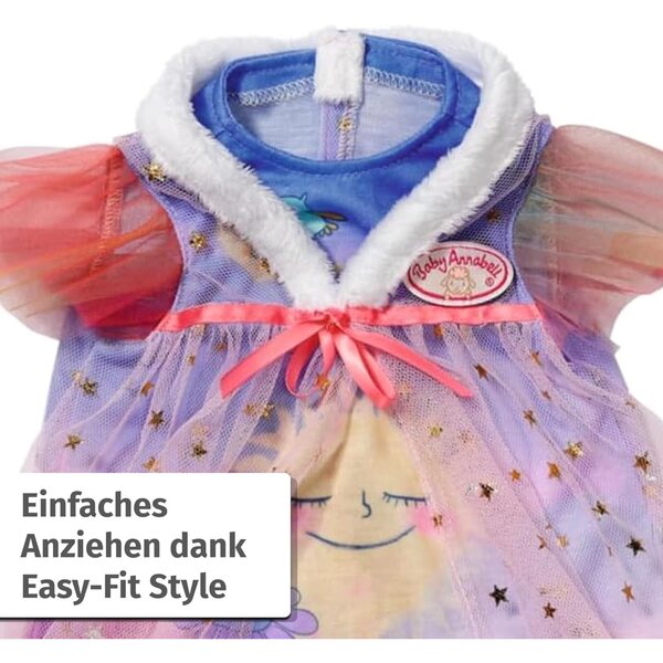 Camicia da notte per bambina Annabell Sweet Dreams 43 cm con colletto in peluche, acchiappasogni e pantofole