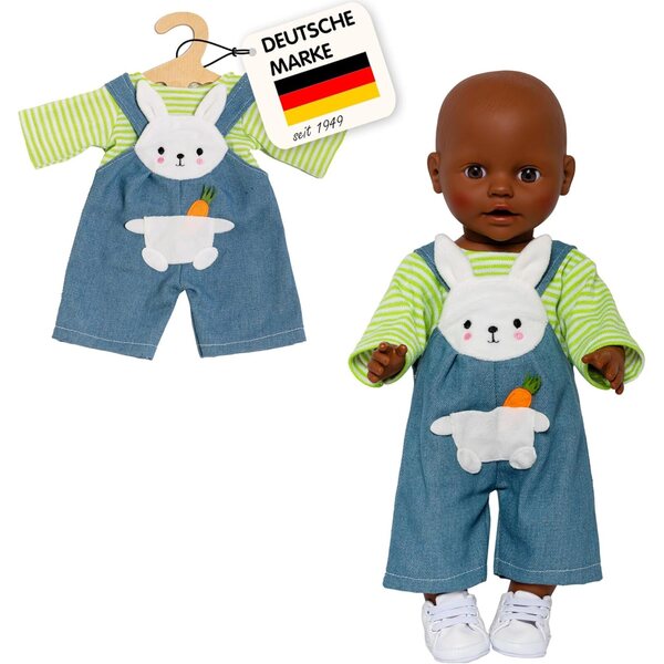 Heless Bunny Lou set di vestiti per bambole, salopette e maglietta a righe per bambole 28-35 cm