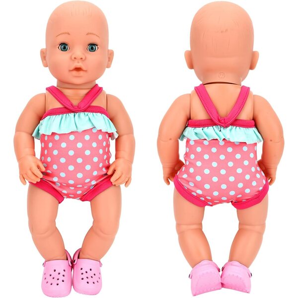 Miunana Set vestiti e accessori per bambole 35-43 cm, costume da bagno e occhiali rosa