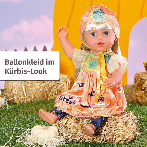 BABY Born Halloween costume abito zucca 43cm con Leggings e Cappellino