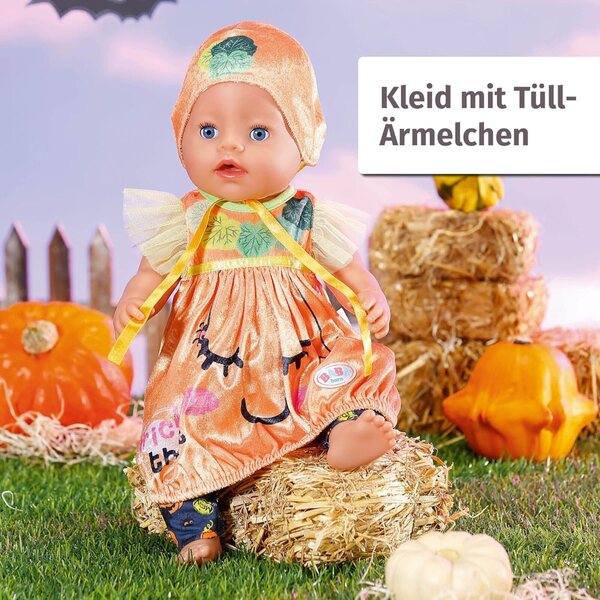 BABY Born Halloween costume abito zucca 43cm con Leggings e Cappellino