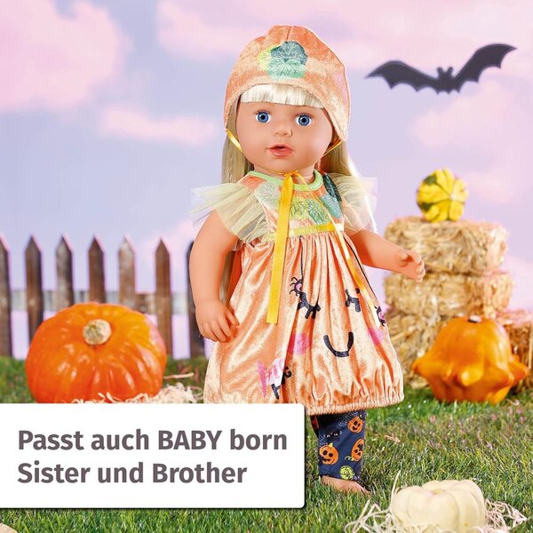 BABY Born Halloween costume abito zucca 43cm con Leggings e Cappellino