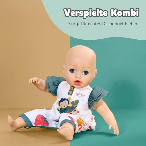 BABY born Äffchen-Outfit per puppe 43 cm - stile giungla con rufflenshirt e pantaloni lounge