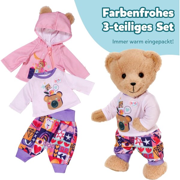 BABY born Neugeborenen-Outfit Bambini 43 cm con Langarmshirt, Hose & Jacke Teddyohren
