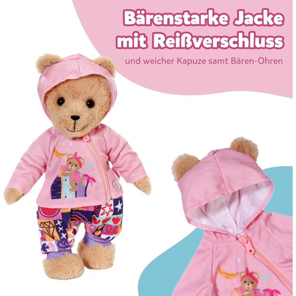 BABY born Neugeborenen-Outfit Bambini 43 cm con Langarmshirt, Hose & Jacke Teddyohren